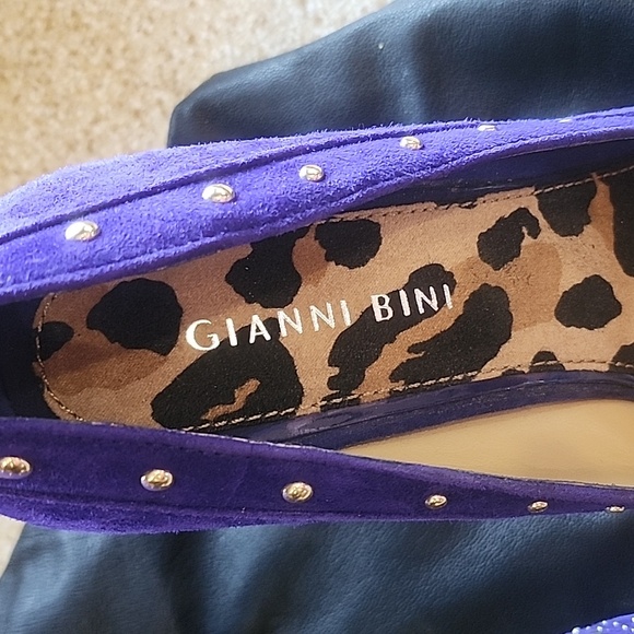 Gianni Bini Purple Suede Studded Sexy Peep Toe Stiletto's Size 9M - Picture 7 of 10